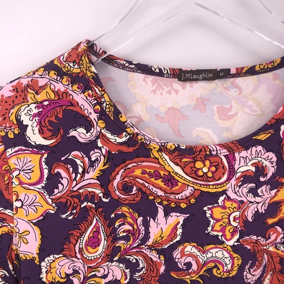 J McLaughlin Purple & Paisley Swim Top Rash Guard - Picture 3 of 6